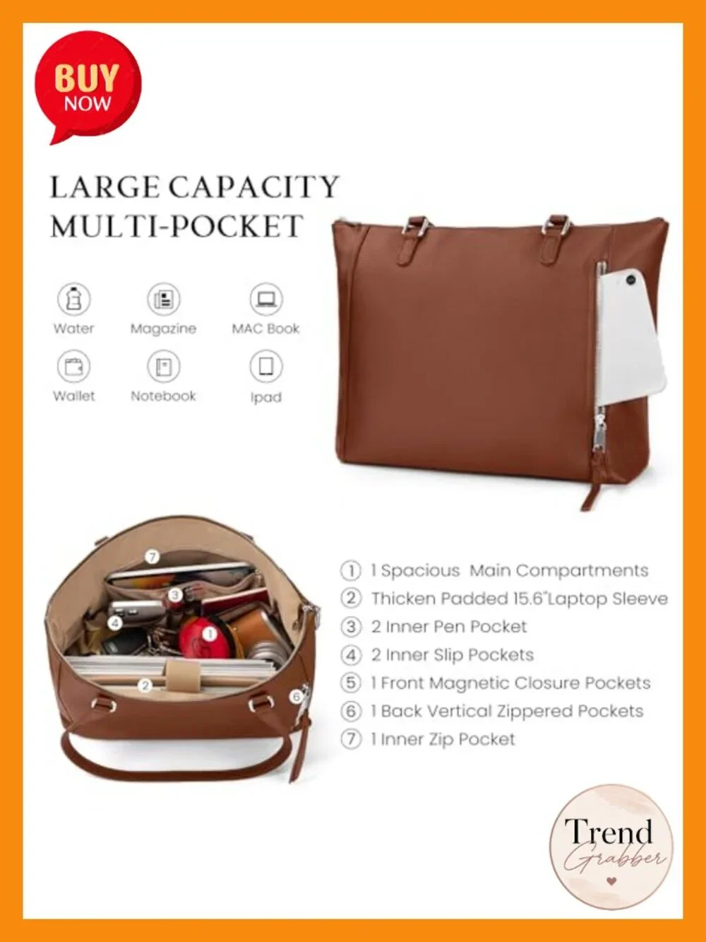 Genuine Leather Large Tote Bag for Women Work Laptop Satchel